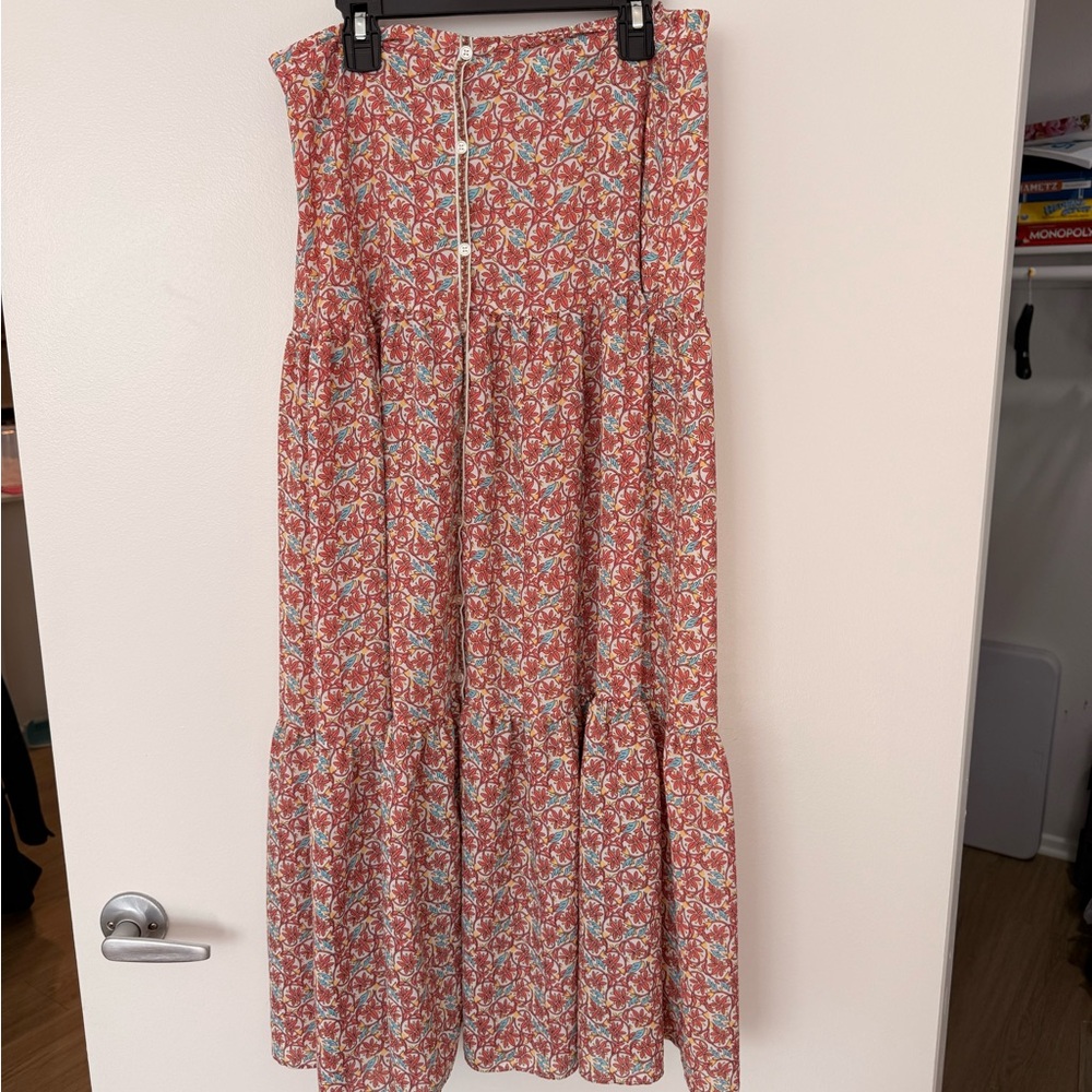 Max Studio Red and White Floral Maxi Skirt